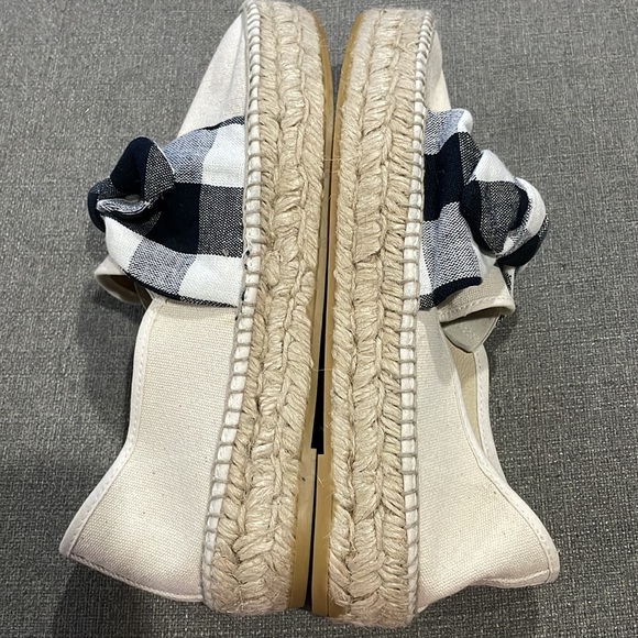 Loeffler Randall Canvas Rowen Beige Gingham Black & White Bow Espadrille - Picture 11 of 14